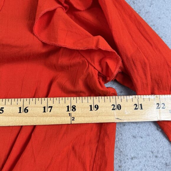 NWT Current Elliott The Asley Poinciana Orange Long Sleeve Button Up Blouse 2 - Picture 11 of 16